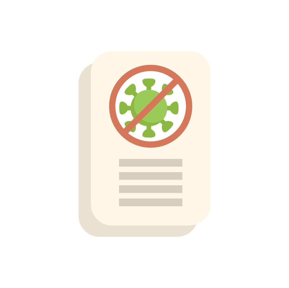 Document with virus sign is showing antibacterial protection vector