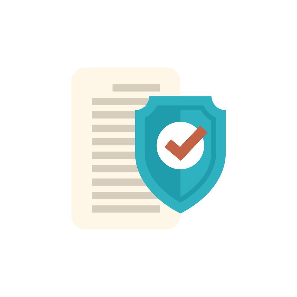 Insurance policy providing secure protection with shield and check mark icon vector