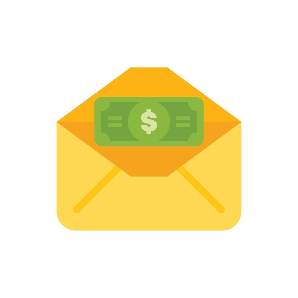 Yellow envelope containing dollar bill symbolizing financial transaction vector