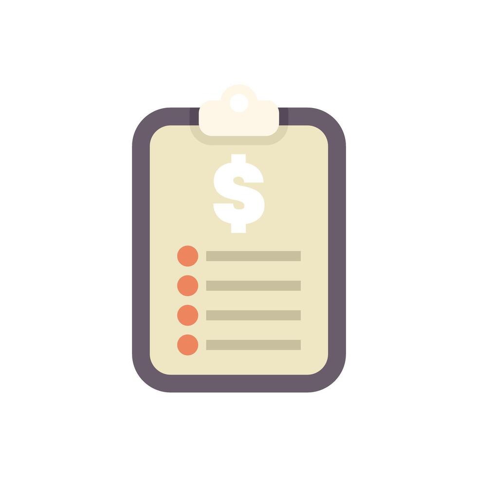 Clipboard showing financial budget with dollar sign icon vector