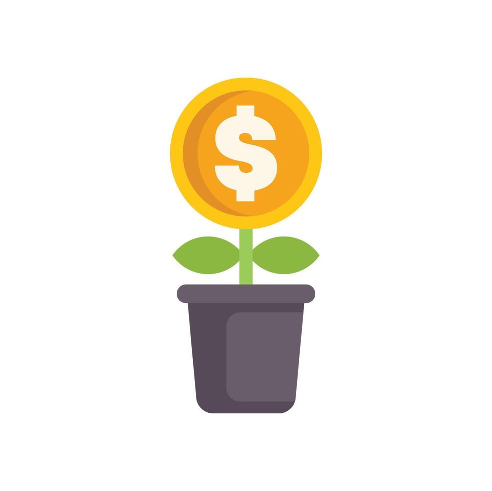 Gold coin with a dollar sign growing like a plant vector