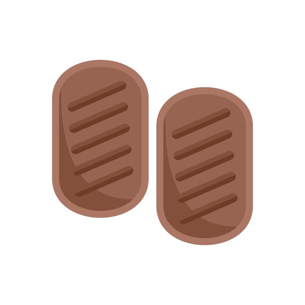 Two grilled meat patties are waiting for a burger to be made vector