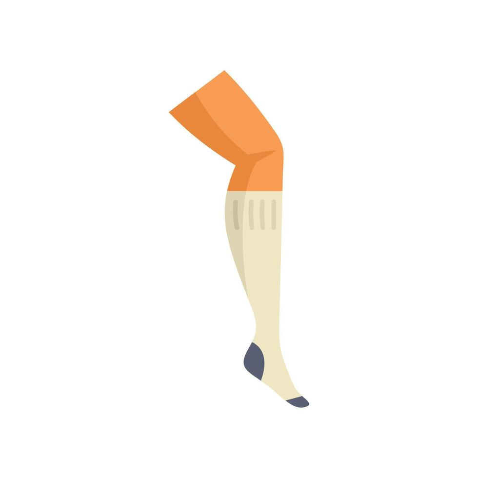 Football soccer player leg wearing long sock icon flat style vector