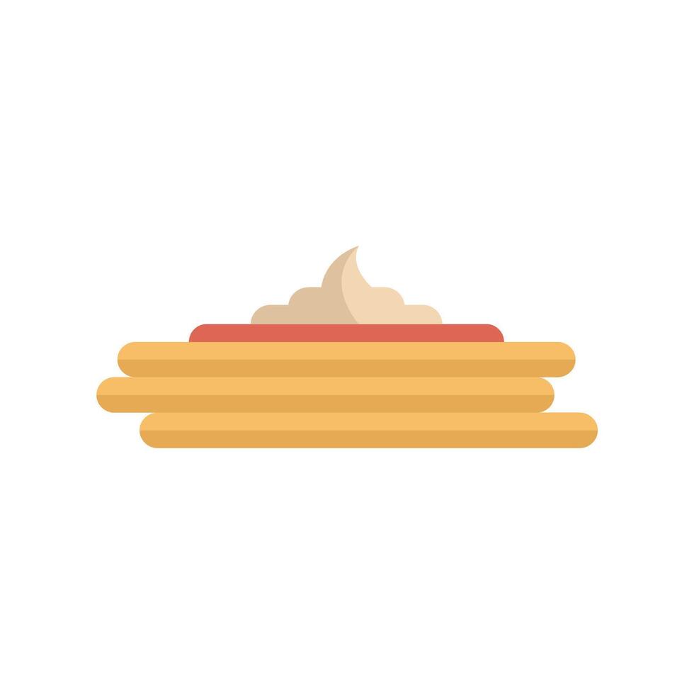 Delicious stack of pancakes with whipped cream and syrup for breakfast vector