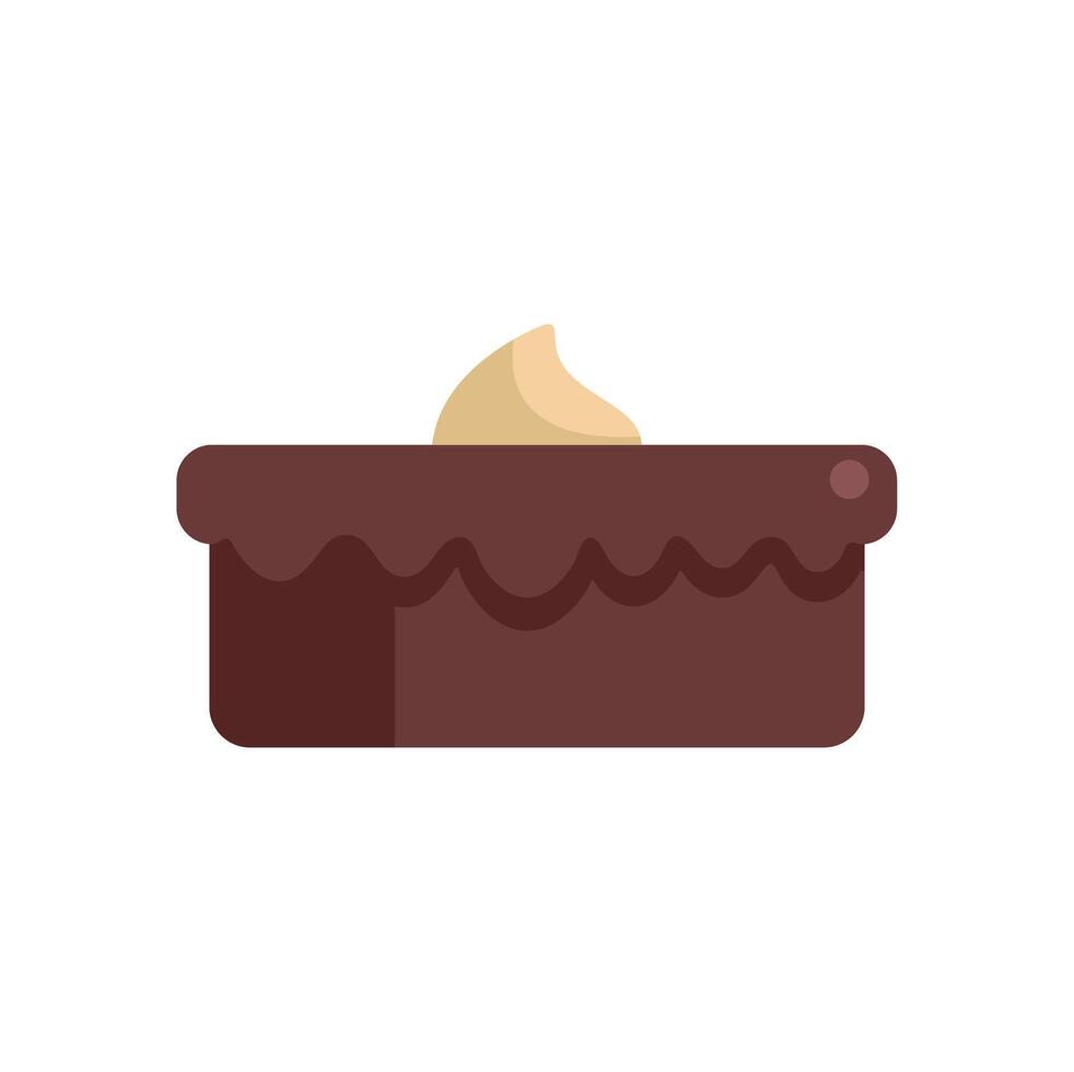 Chocolate cake with cream topping minimalist icon vector illustration