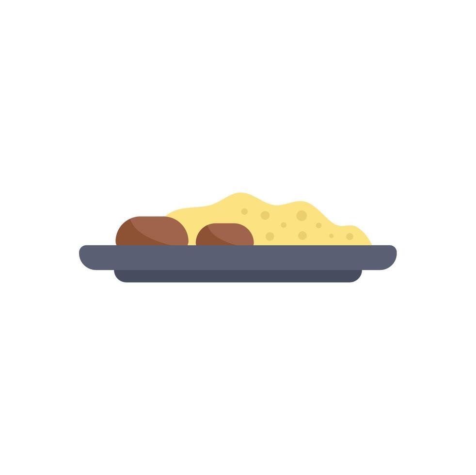 Plate with couscous and meatballs serving presenting delicious food vector