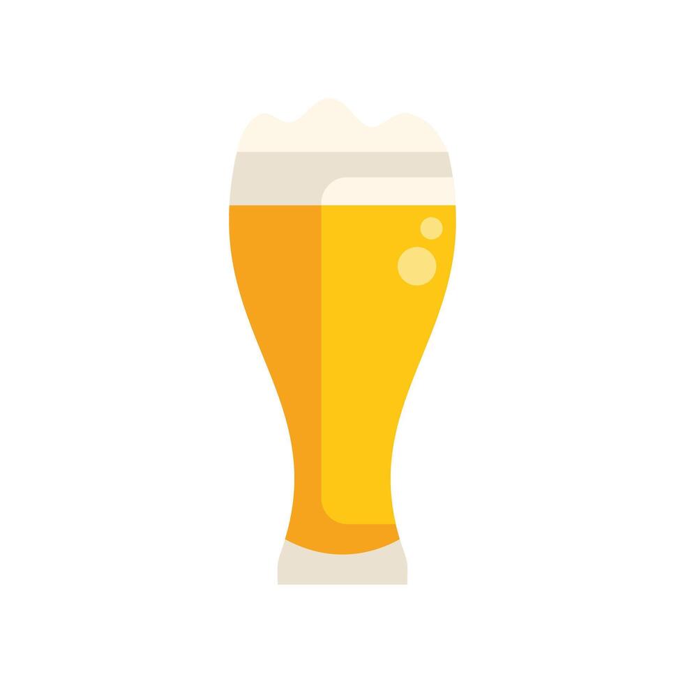 Tall glass of beer with foam overflowing on white background vector