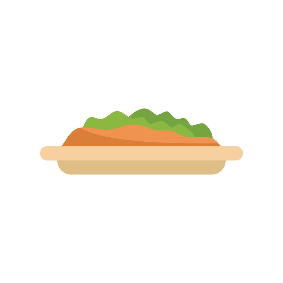 Rectangular dish containing food covered in green herbs illustration vector