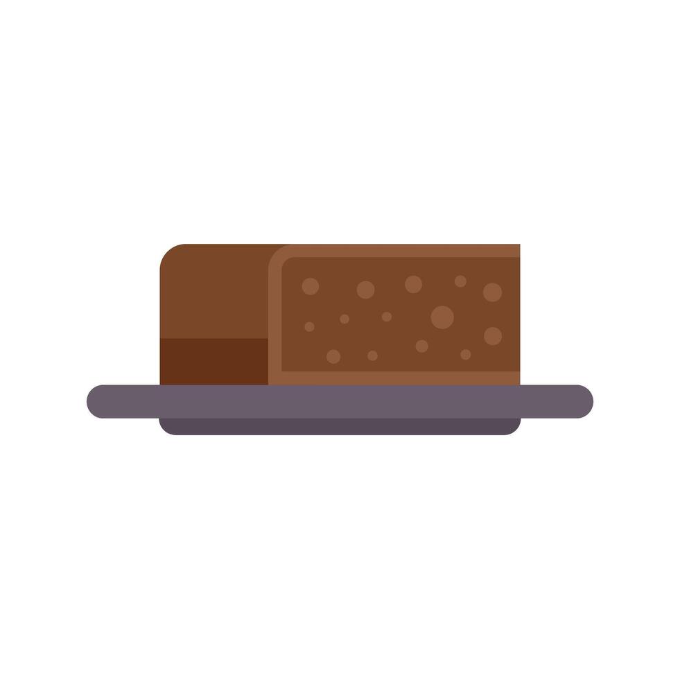 Chocolate cake slice lying on plate minimalist illustration vector
