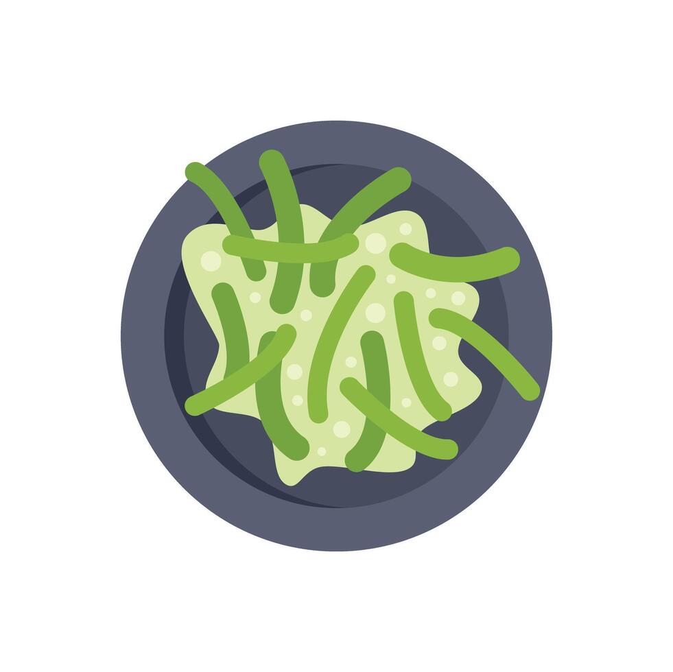 Green bean salad on a plate minimalist illustration vector