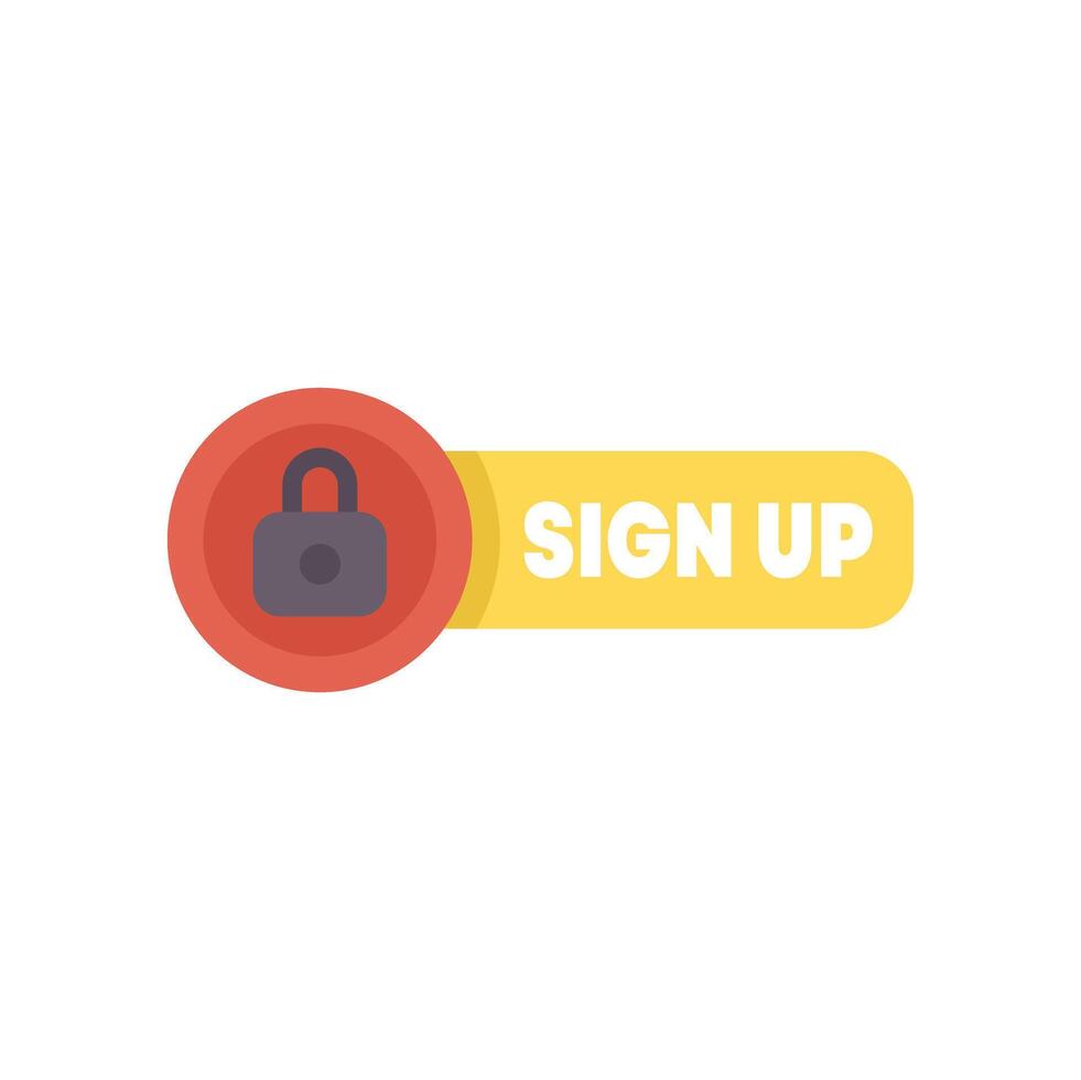 Secure sign up button featuring a padlock icon for account security vector