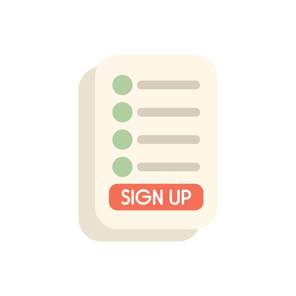 Online registration form with red sign up button for website or mobile app vector
