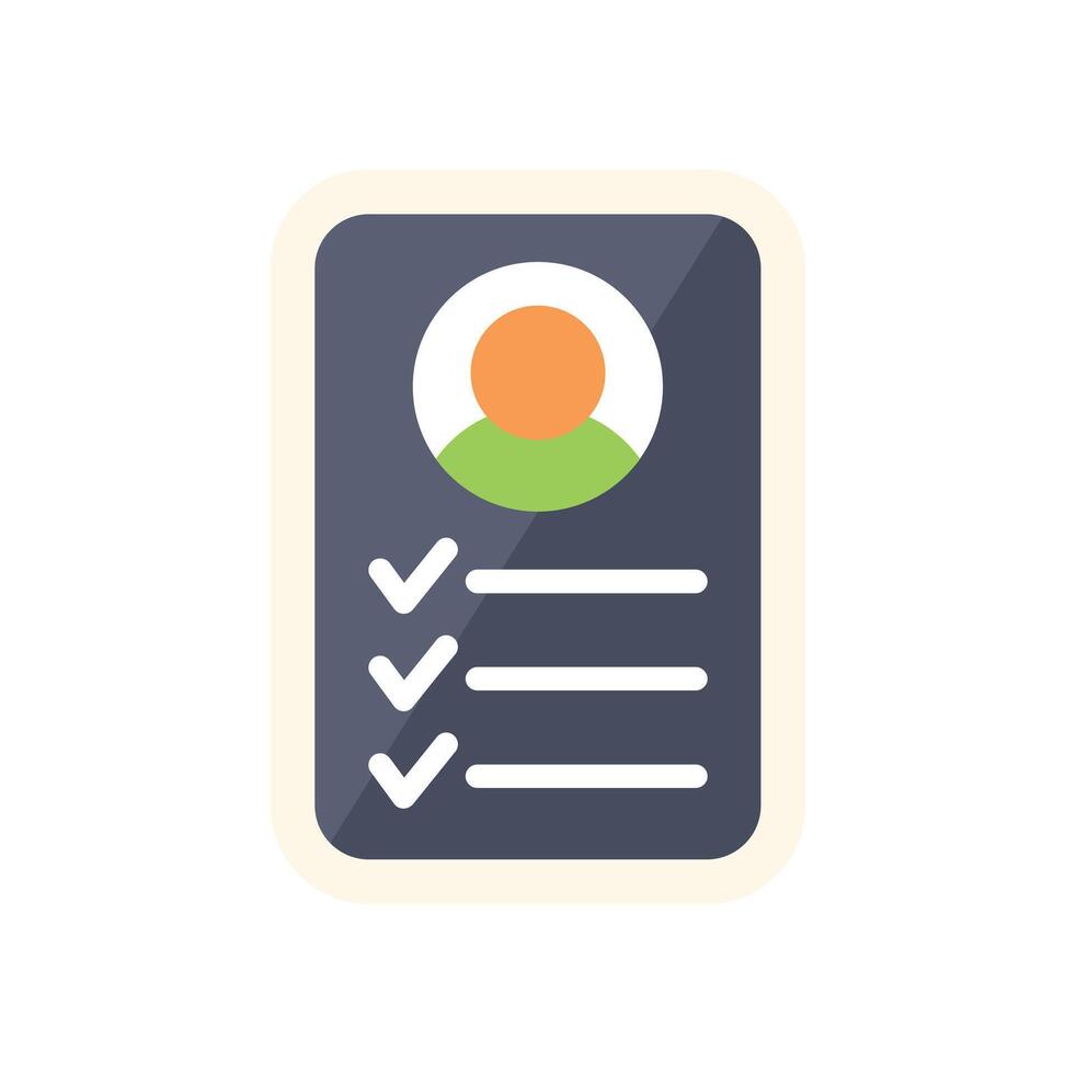 Smartphone showing completed checklist with profile picture and green check marks vector