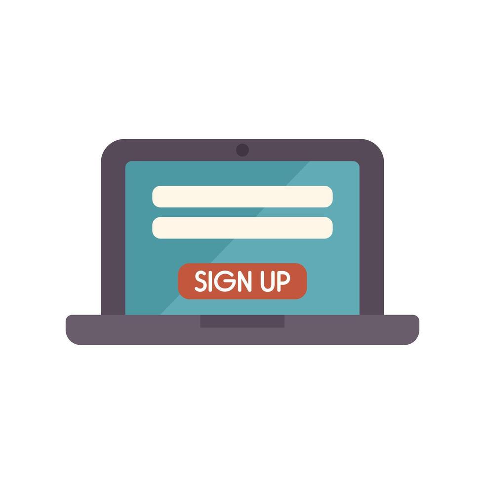 Laptop showing sign up form on screen for creating account on website or application vector