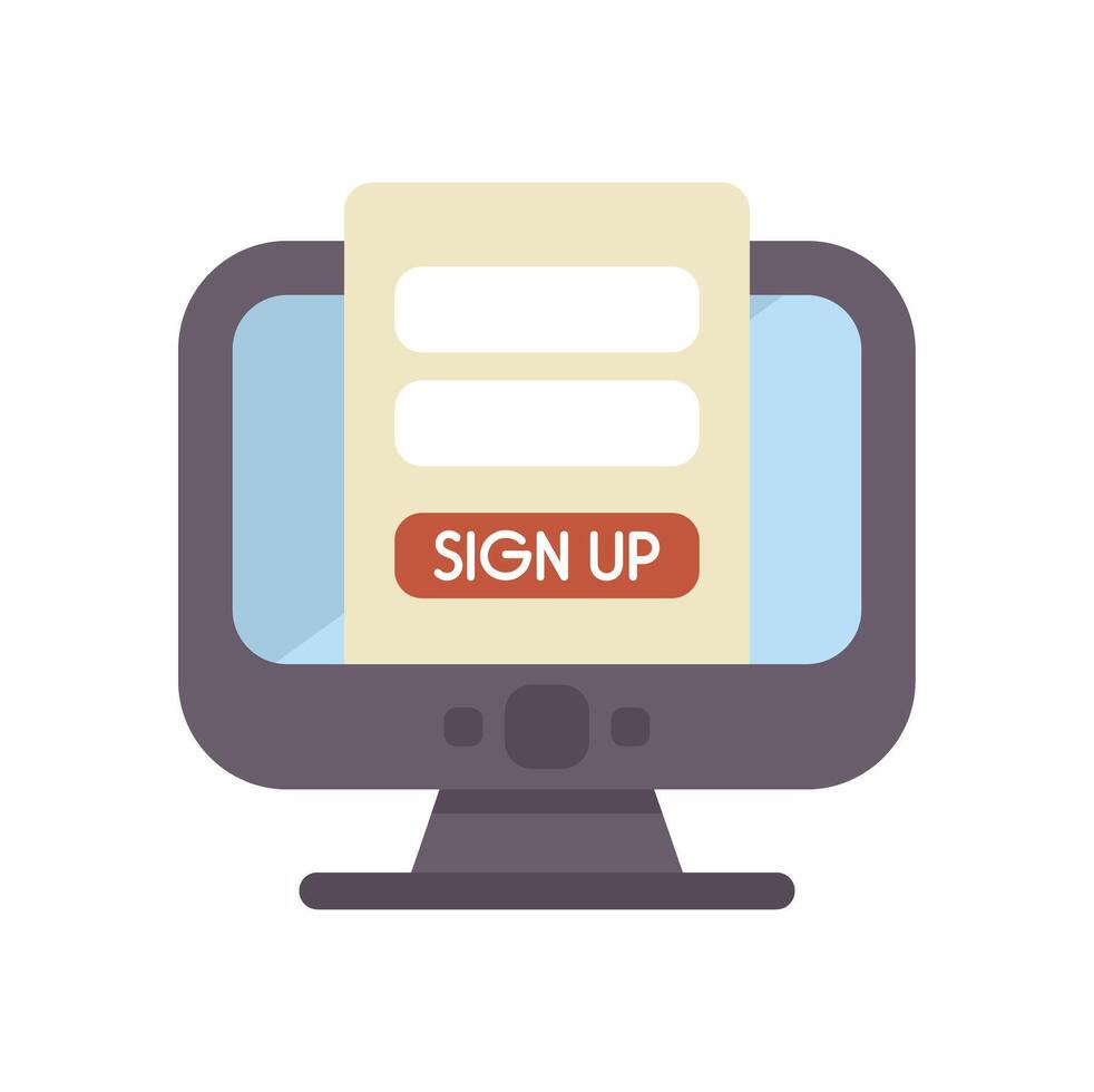 computadora demostración en línea registro formar con firmar arriba botón vector