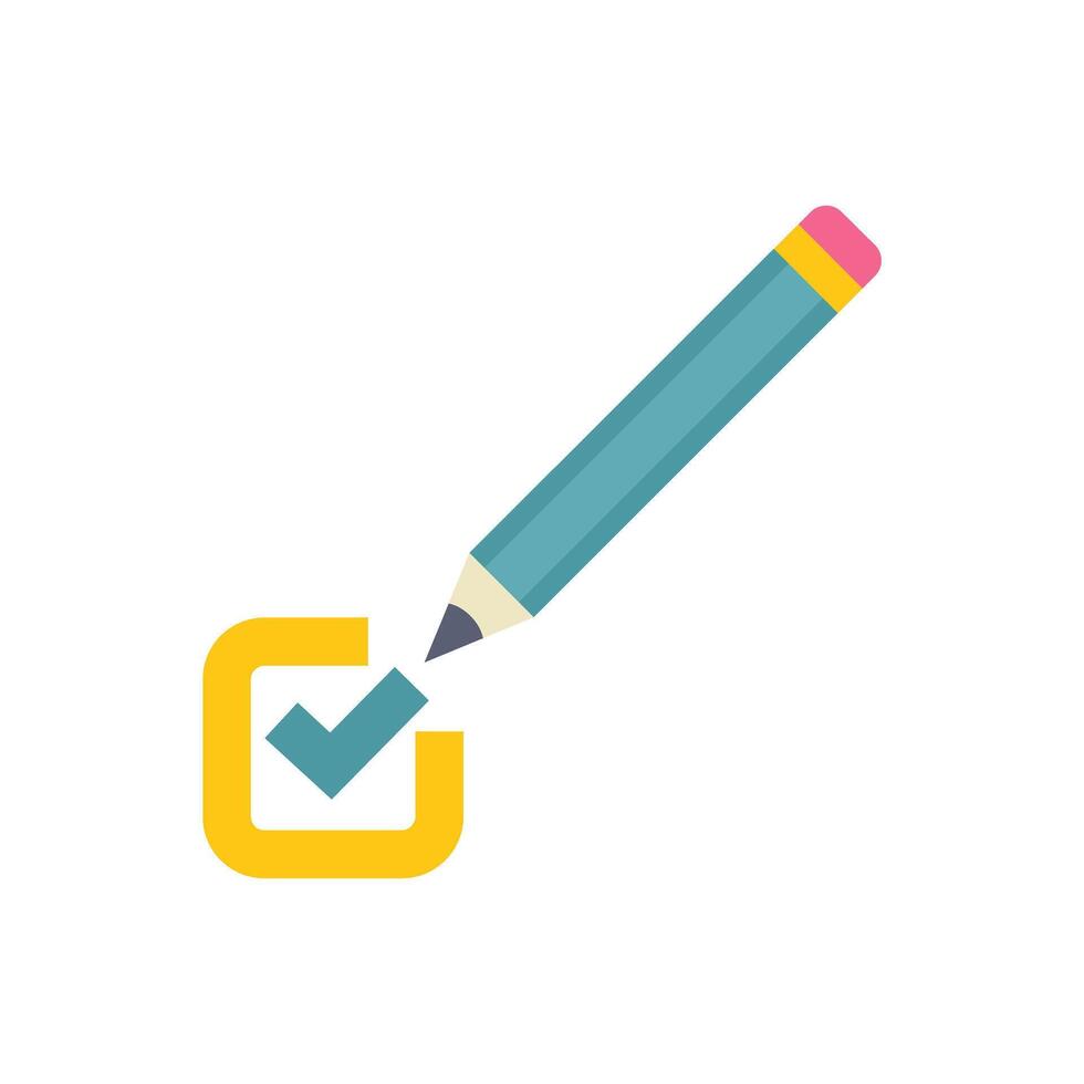 Pencil putting check mark in checkbox icon vector