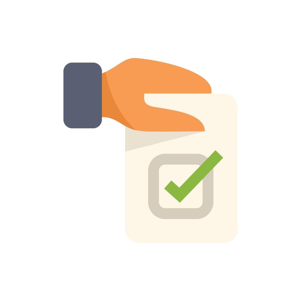 Hand holding checked checkbox on paper document vector