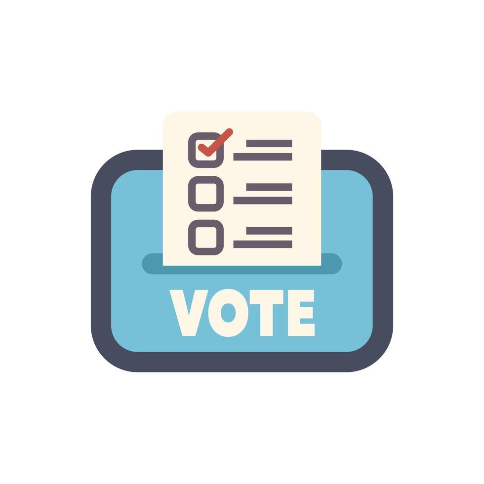 Ballot entering a vote box being cast in election vector