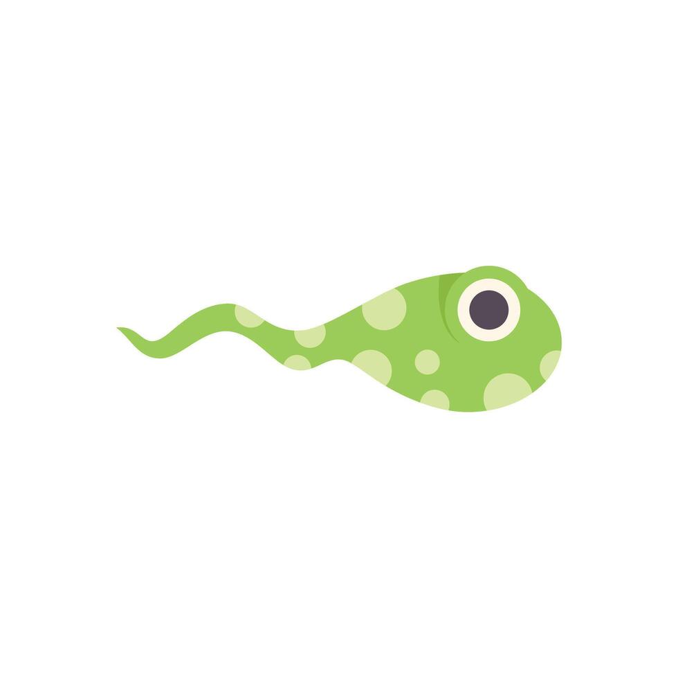 Green tadpole swimming with big eye and spots vector