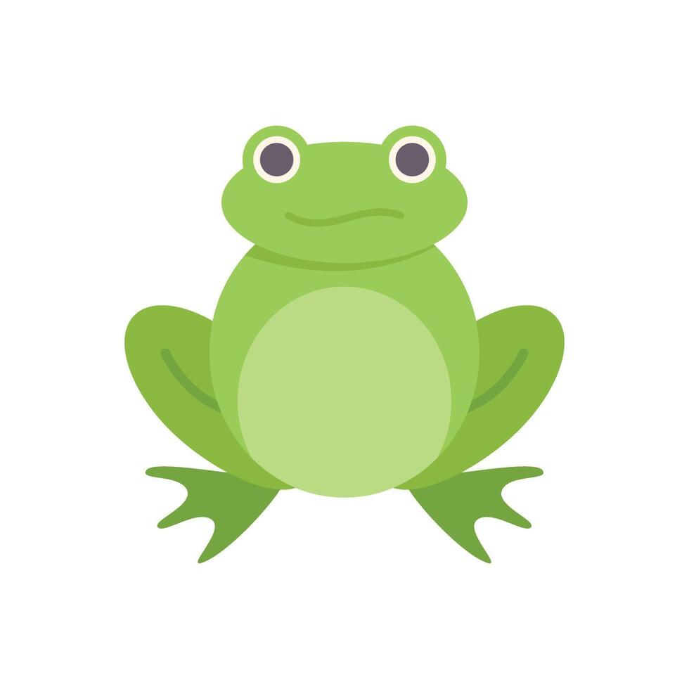 Green frog sitting and smiling cartoon character design vector
