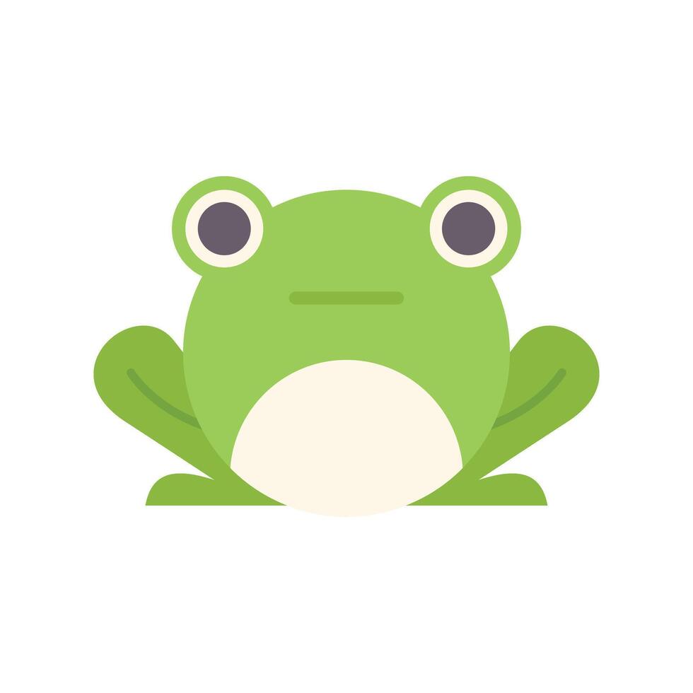 Cute green frog relaxing with big eyes in cartoon style vector