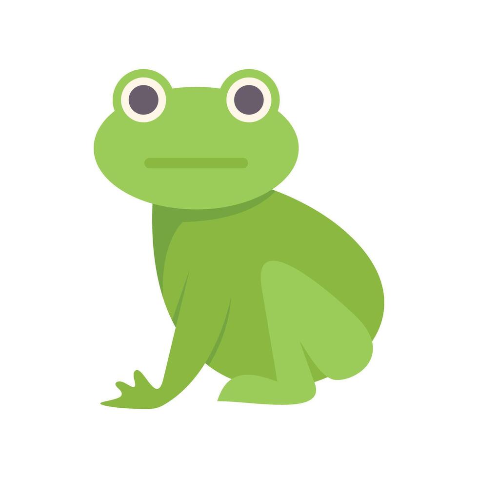 Green frog sitting and looking forward cartoon character vector