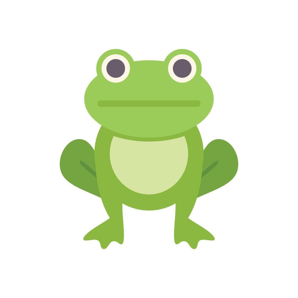Green frog standing and looking forward cartoon character vector