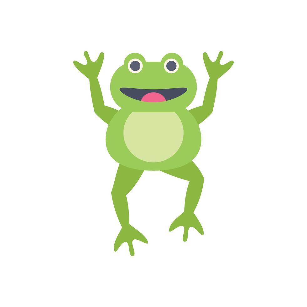 Happy green frog raising up its legs and smiling vector