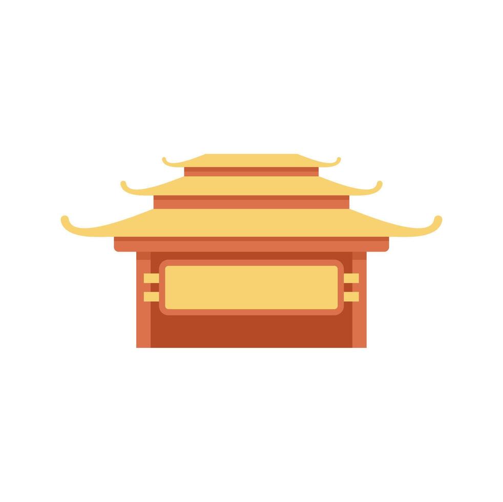Traditional asian building featuring multi tiered roof in flat design style vector