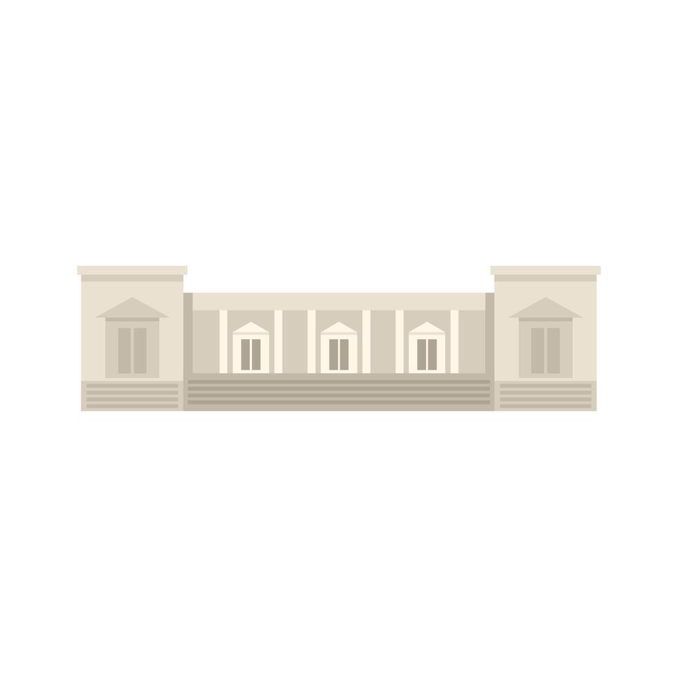 Large retro building with columns and stairs flat icon vector