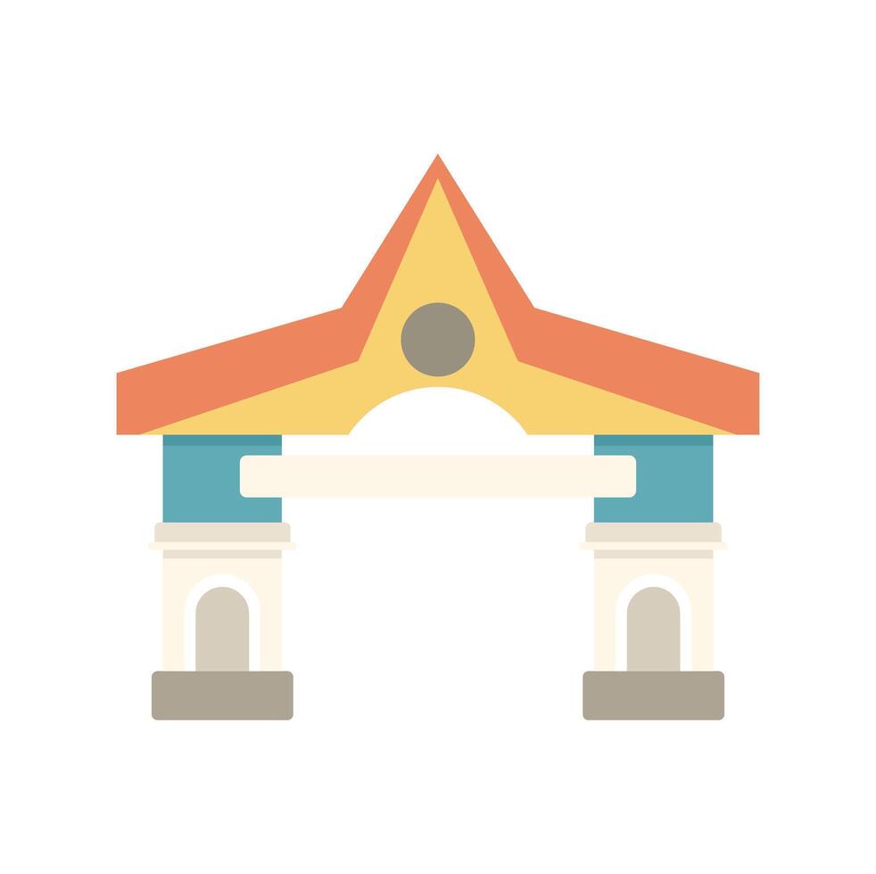 Asian style city entrance with star shaped roof flat icon design vector