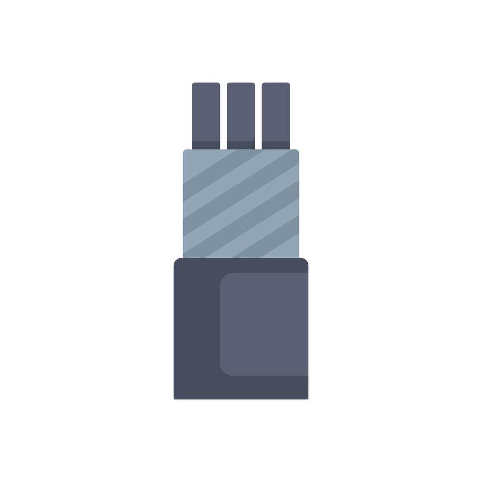 Electrical wire with metal core and four pins connecting power supply vector
