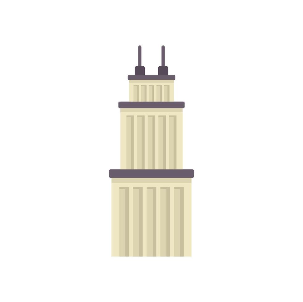 Modern business center with antennas on top standing tall in minimalist style vector