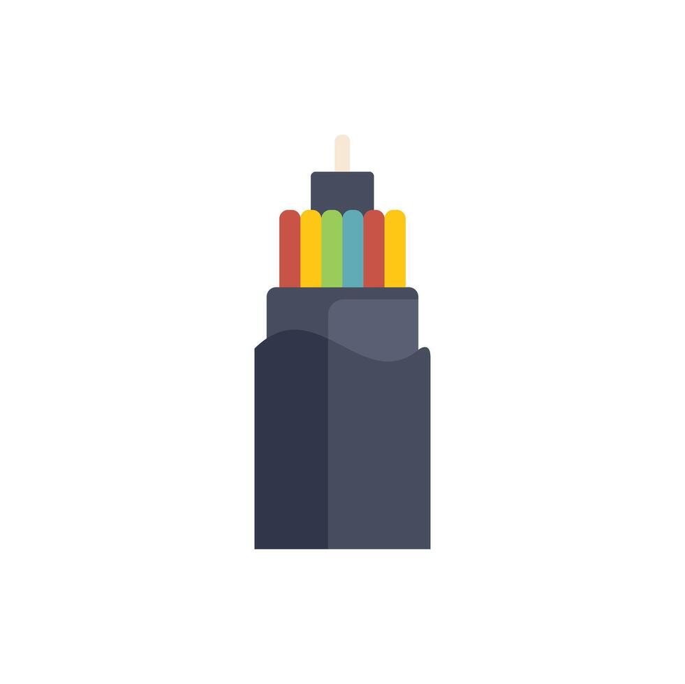 Fiber optic cable transmitting data through light pulses vector