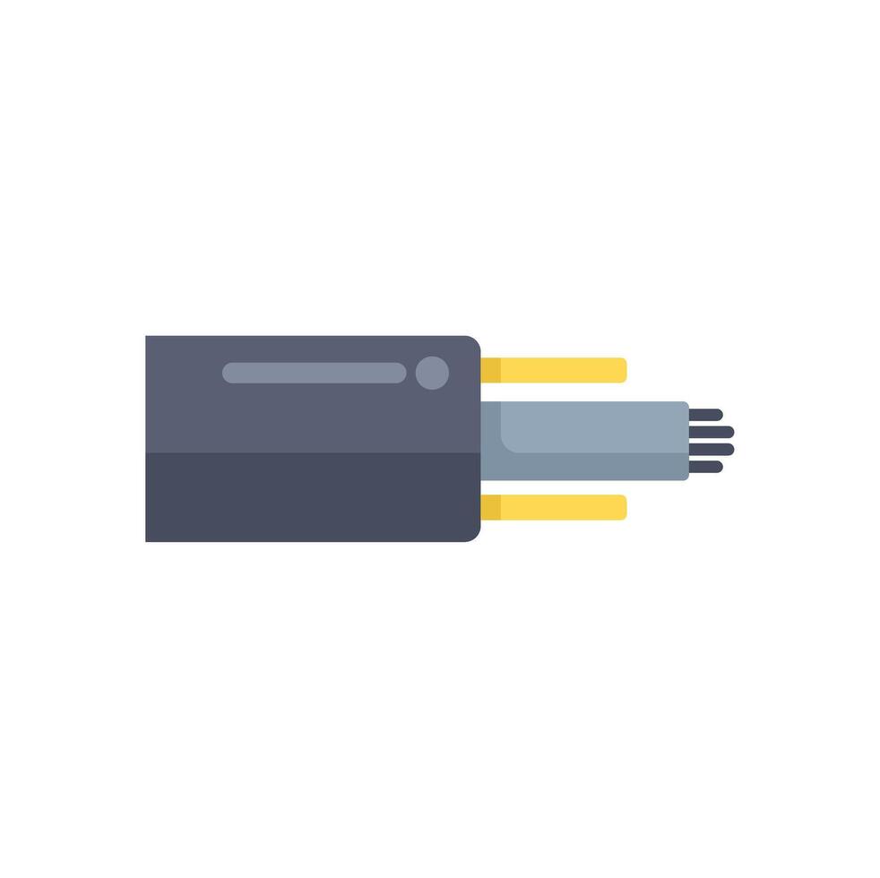 Fiber optic cable transmitting digital data in flat design style vector