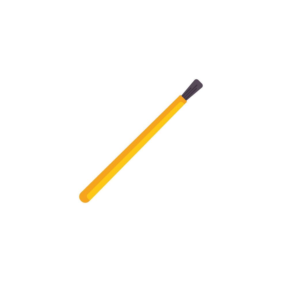 Single small yellow paint brush lying diagonally isolated vector