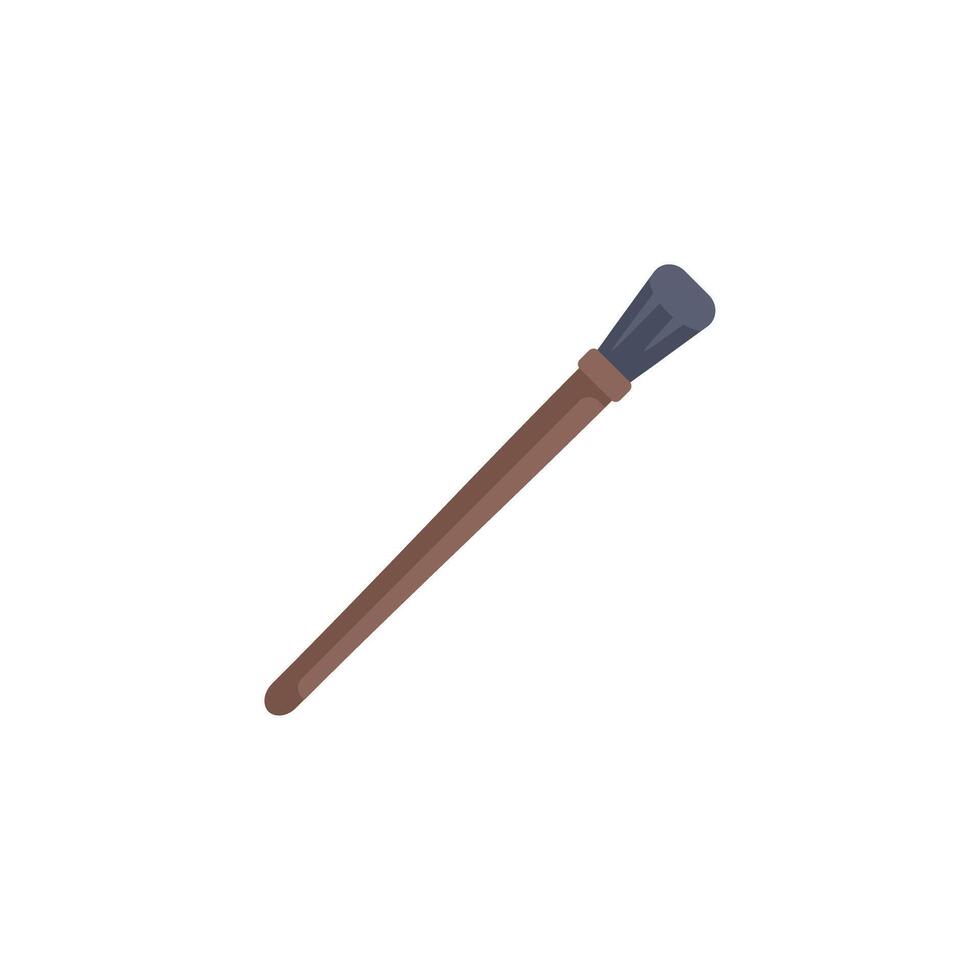 Single paint brush lying diagonally with wooden handle vector