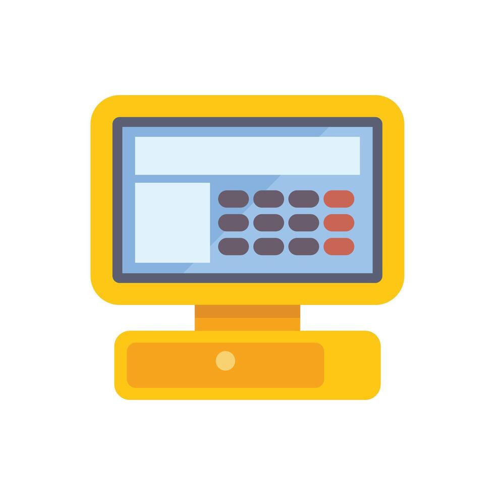 Electronic cash register with touch screen showing processing payment vector