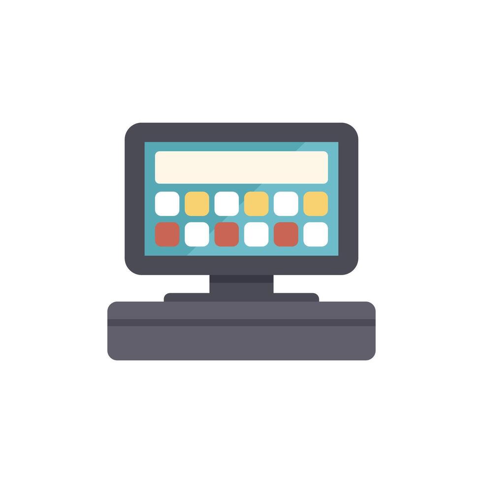 Point of sale system with blank screen standing on counter vector