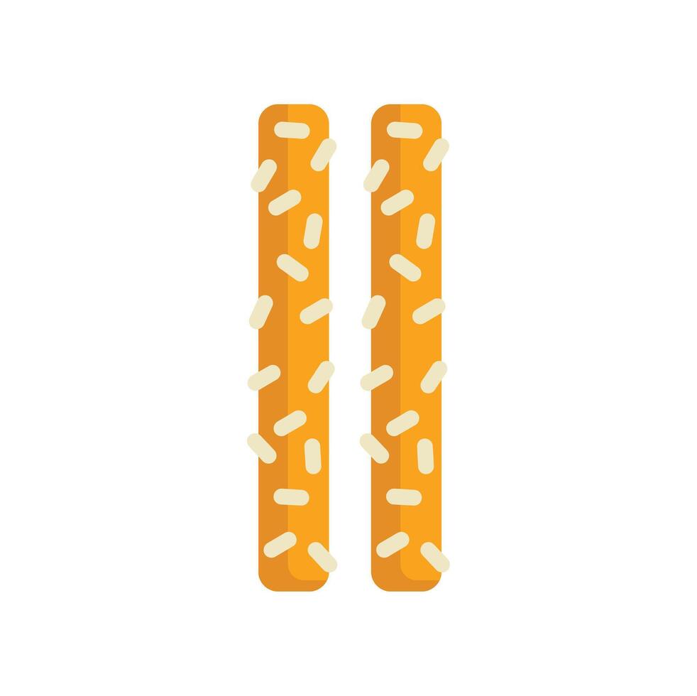 Two delicious pretzel sticks sprinkled with salt on white background vector