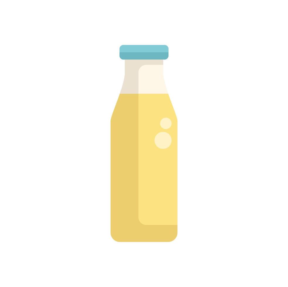 Glass bottle containing refreshing looking yellow juice with bubbles vector