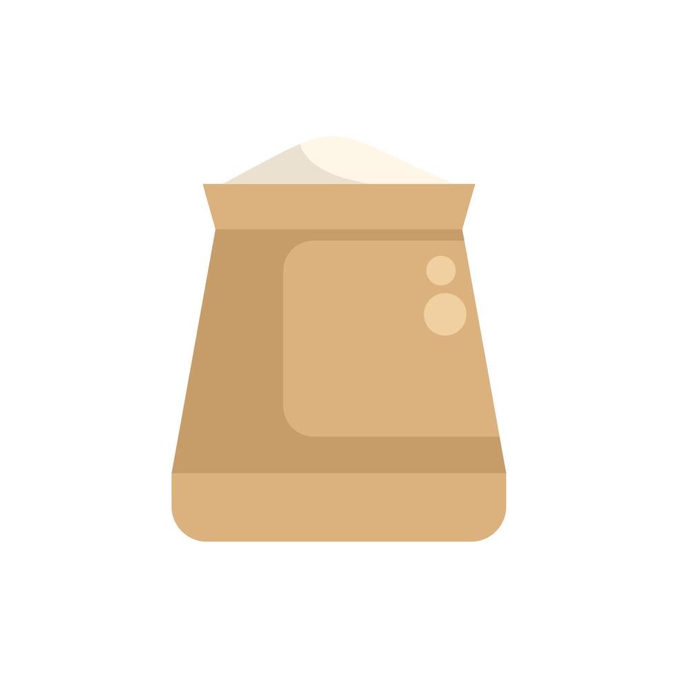 Full paper bag of flour with open top isolated on white background vector