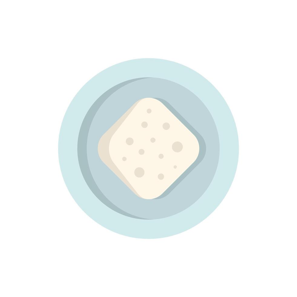 Square slice of bread lying on a plate minimalist illustration vector