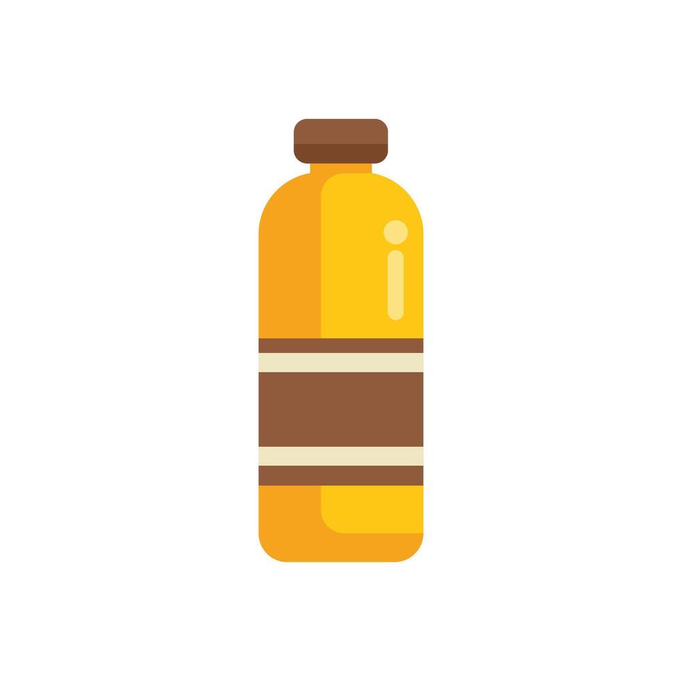 Yellow plastic bottle containing refreshing drink with brown label vector