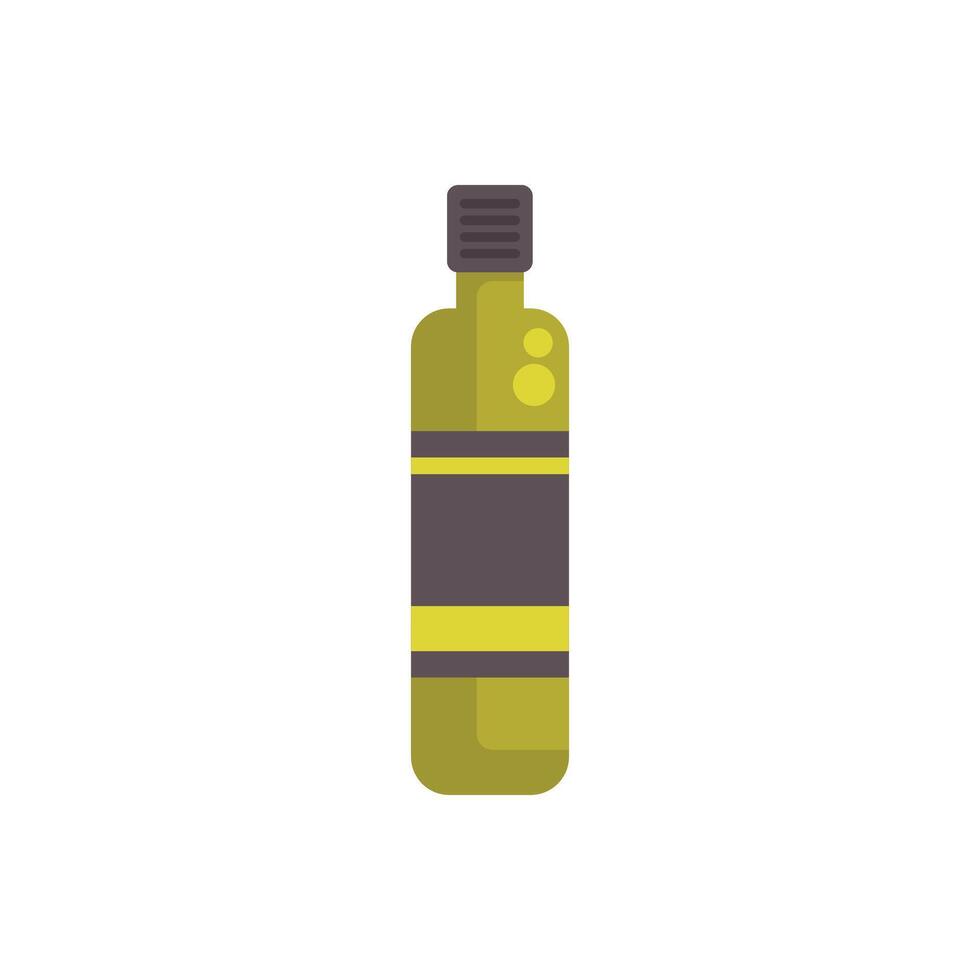 Green glass bottle of olive oil with blank label for branding vector