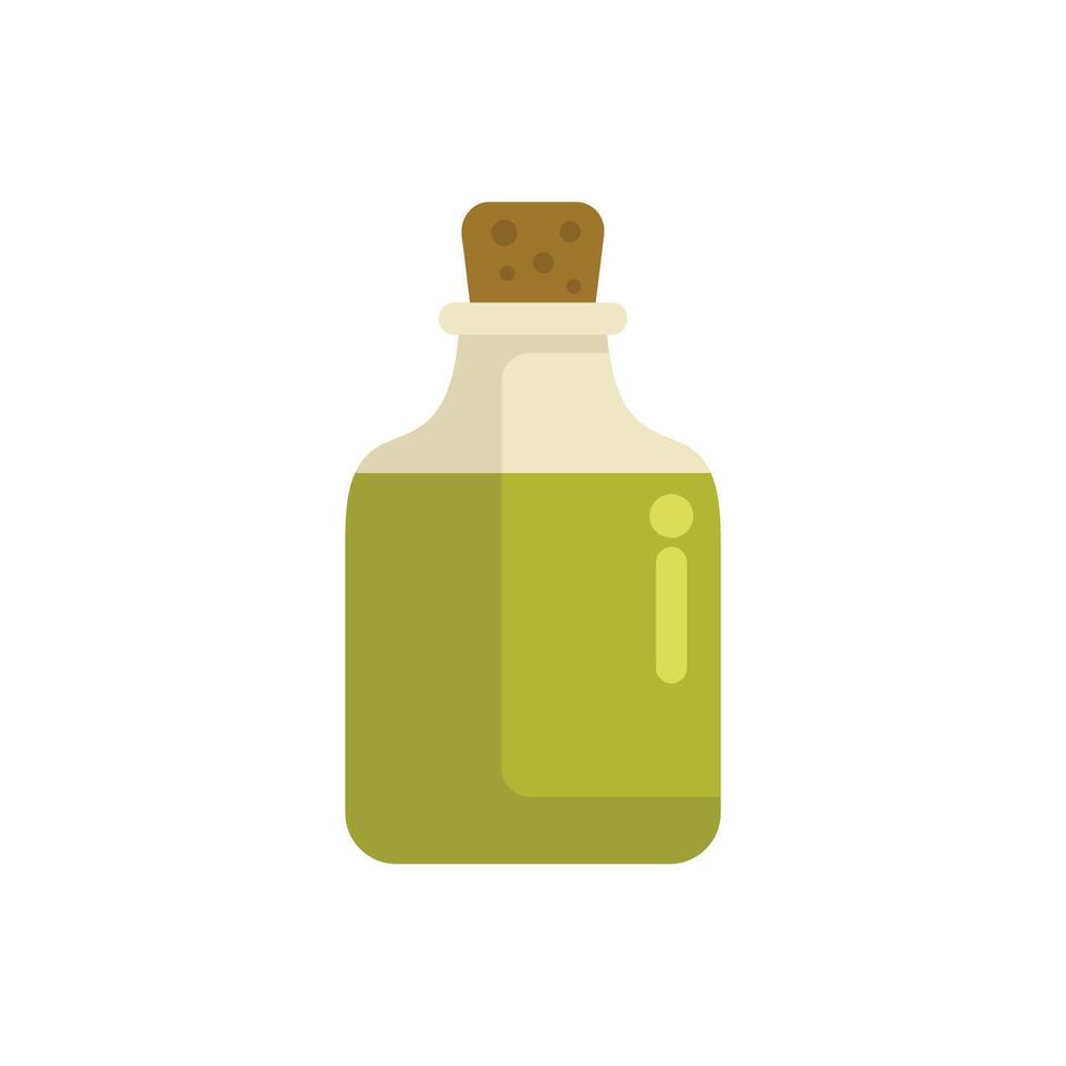 Glass bottle containing olive oil with cork stopper vector