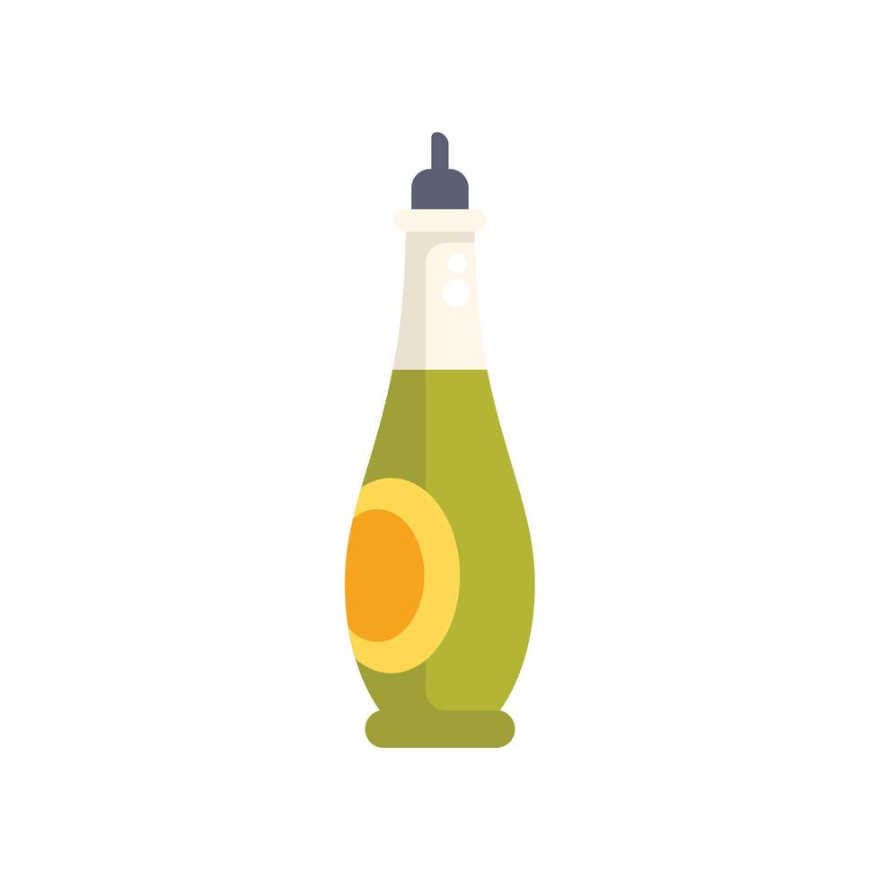 Green olive oil bottle with spout cap is standing on white background vector
