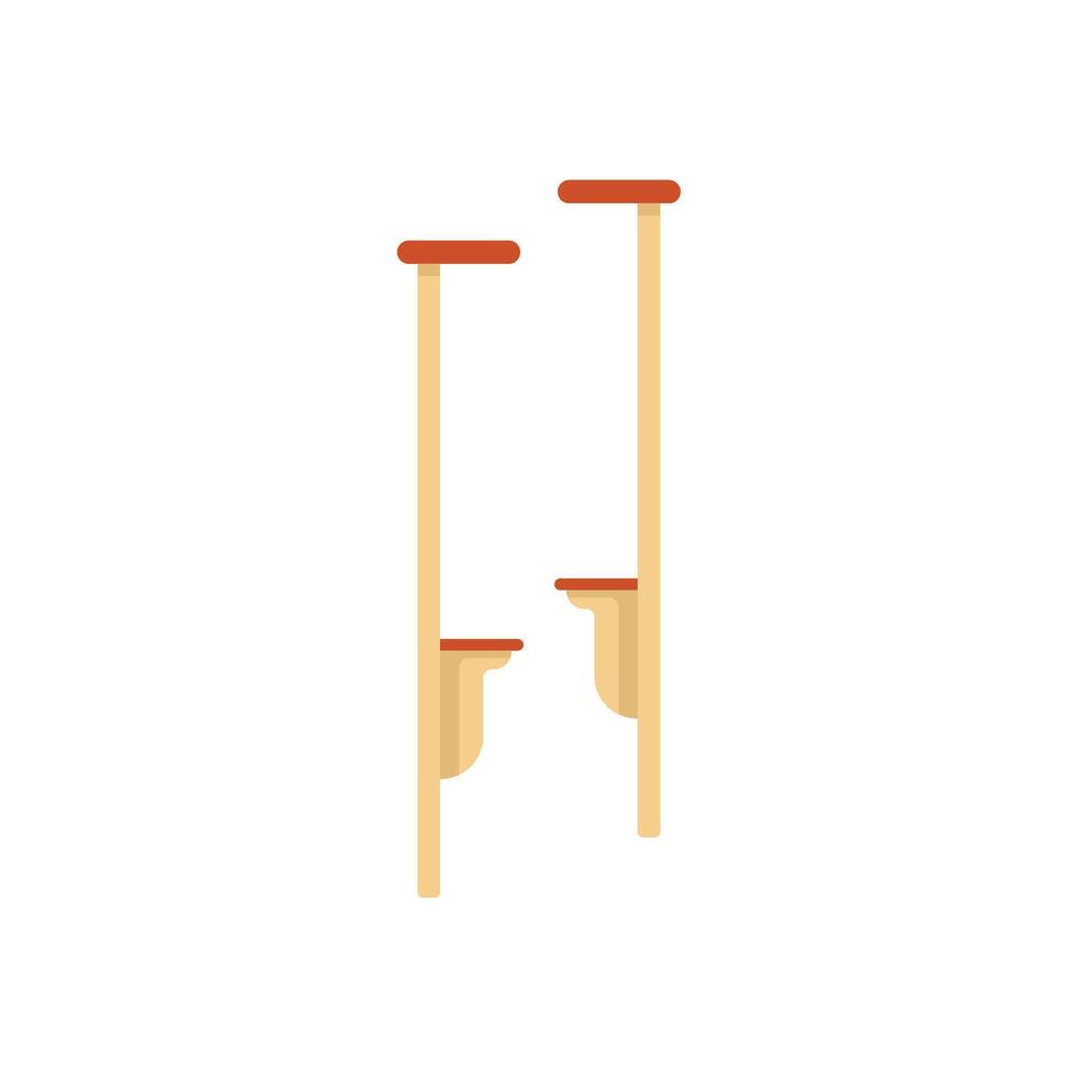 Pair of wooden stilts standing tall for fun and entertainment vector