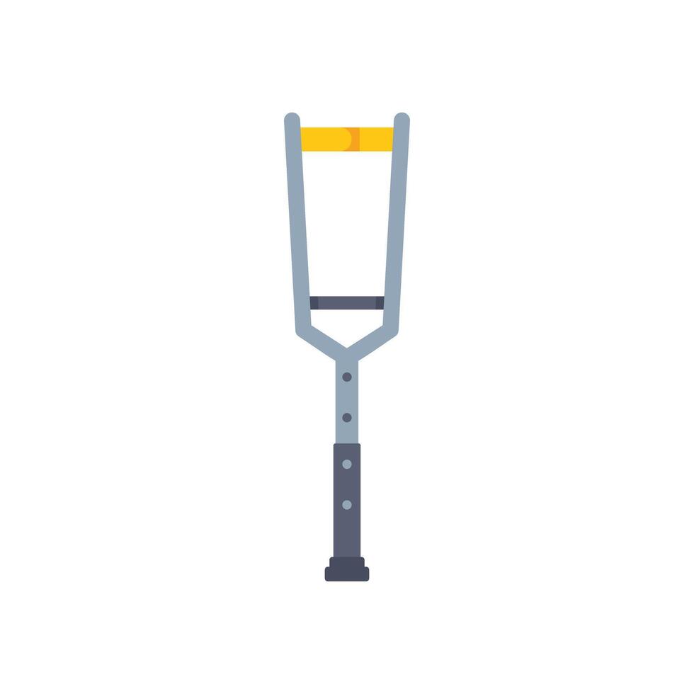 Metal crutch standing upright for injury recovery and support vector