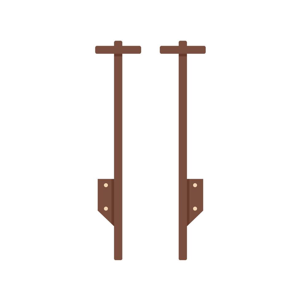Wooden jumping stilts standing upright isolated on white background vector